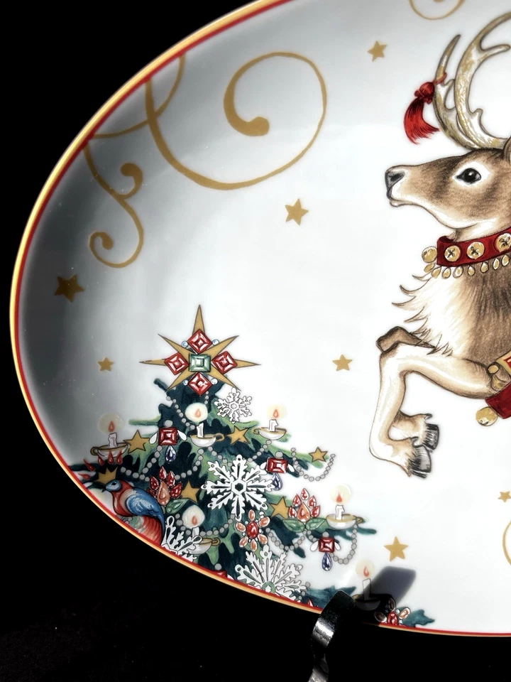 WILLIAMS-SONOMA 14.25" Oval Platter "Twas the Night Before Christmas" Reindeer - Image 4 of 4