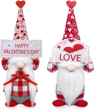 Valentine's Day Decorations, 2 Pack Mr and Mrs Valentines Gnome Plush Red  Whit