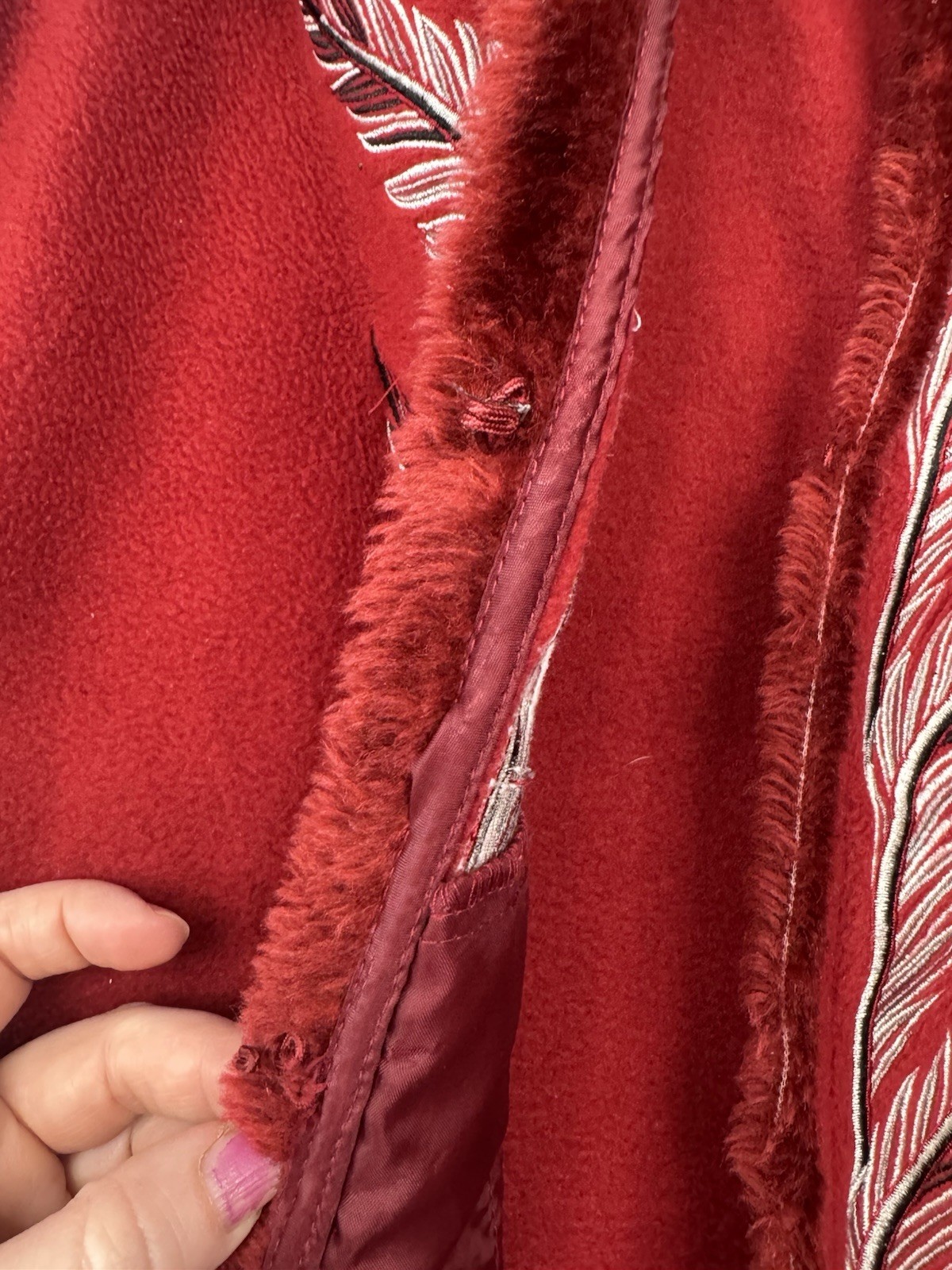 Bob Mackie Fleece Vest Large Wearable Art Boho Em… - image 10