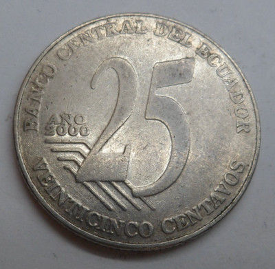 Ecuador  25 Centavos, 2000 ## Kof5-3B