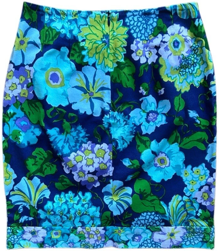 Falda Lápiz Y2K Leggiadro Vibrante Floral Algodón Talla 6 Hecha en Italia Foto 2 de 4