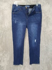 Democracy Jeans Womens 8 Petite Blue Denim Ab Solution Skinny High Rise Stretch