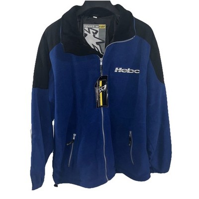 HEBO Sport Wear Pro Tech Jacket Full Zip Blue Black 2XL  Fleece Long Sleeve NWT
