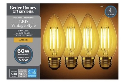 (4) led vintage style light bulbs 60 watt eq.5.5w medium base/standard