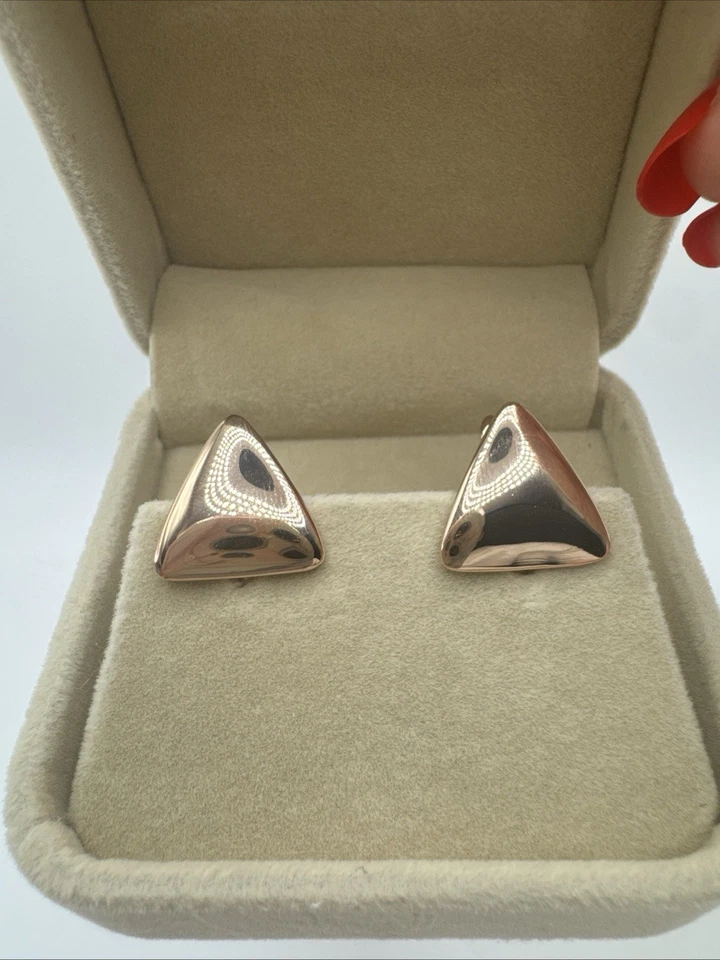 Pendientes unidos de oro laminado de 14 quilates estilo Art Deco con sello 585RG elegantes Foto 3 de 4