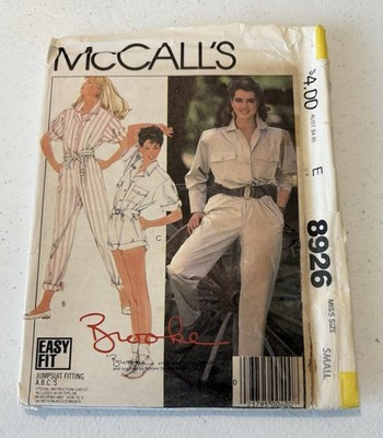 McCall s 8926 Size Small Misses Jumpsuit And Belt 1980 s  Vintage UNCUT