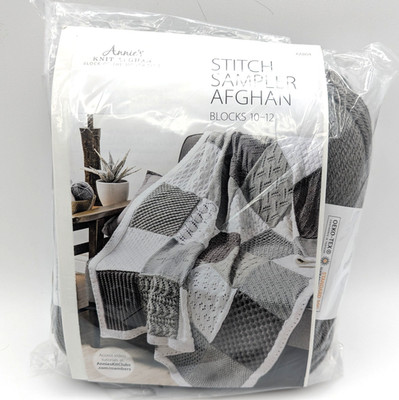 Annie s Sampler Knit Afghan Pattern Blocks 10-12 Premier Yarns Everyday #4 Steel