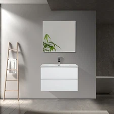Brand New Wall Hung Vanity Angela with Ceramic Sink 30" W X 19" D X 19" H V9005