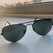 Ray-Ban RB3025 002/58 Aviator Polarized Black Green Sunglasses 55-14