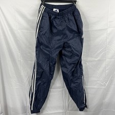 Adidas Mens Vintage 90s 3-Stripe Nylon Track Pants Blue Size L