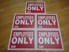 5X- Red & White Flexible Plastic "EMPLOYEES ONLY" Sign 9 x 12 Inch US Seller