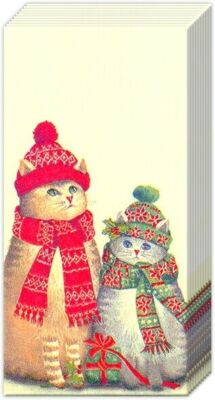 Weihnachten Katzen in Mützen Tasche Neuheit Taschentücher 21 cm qm 4-lagig - 2 Packungen