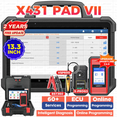LAUNCH X431 PAD VII Pad7 Pro Car Diagnostic Scanner J2534 Key Programming Coding