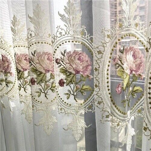 Luxus Pfingstrose Stickerei Tüll Vorhang für elegante Blumenstickerei durchsichtiges Voile - Bild 1 von 19