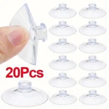 20Pcs Suction Cup Hooks Plastic Pads Transparent Suckers Window Wall Hook Hanger