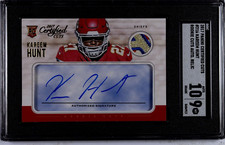 2017 PANINI CERTIFIED CUTS KAREEM HUNT #216, ROOKIE, AUTO, CUT PATCH, SGC MINT 9