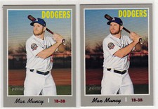 Max Muncy Dodgers French Text 2019 Topps Heritage 446 1970 Variation + Base