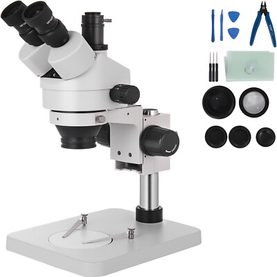 3.5X-90X Trinocular Stereo Microscope Pillar Stand Focus Knob Optical Lens Lab