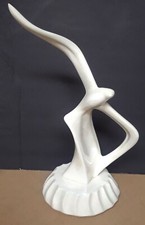 Scultura gabbiano ceramica metà secolo moderna "serenità" iridescente bianco sporco