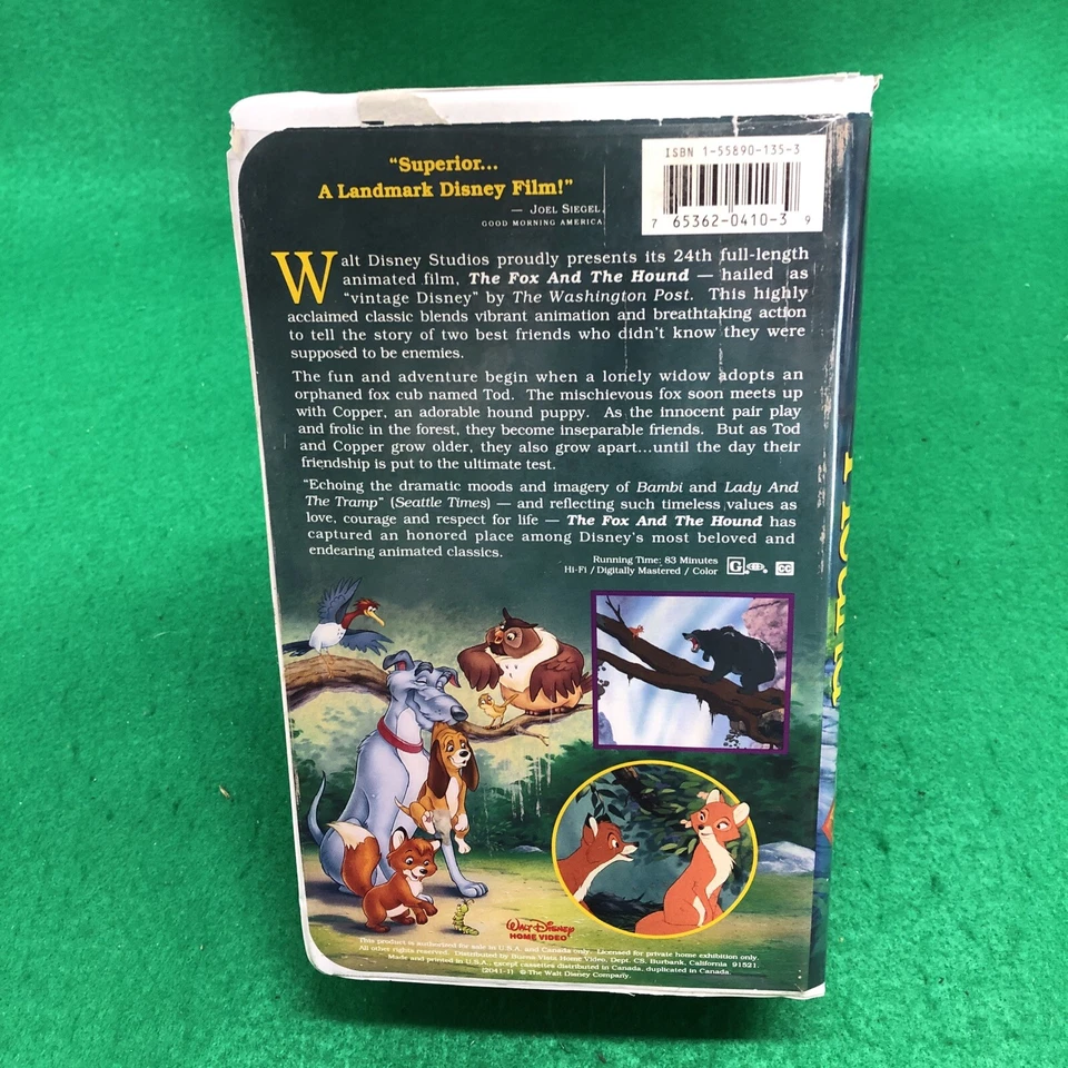 The Fox and the Hound  Disney Black Diamond  VHS - Image 3 of 4