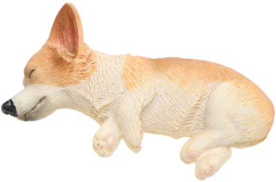 1 pc 1:12 Sleeping Red White brown welsh corgi Dog figure toy