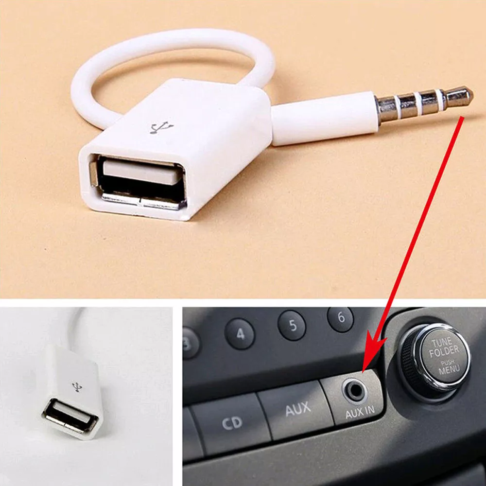 Car MP3 Male To USB Port Adapter AUX Jack Audio Input Cord Cable Universal  3.5mm