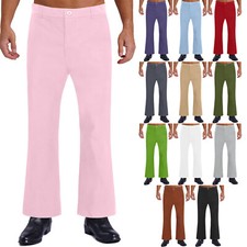 Men Bell-Bottomed Relaxed Pants Concert Flared Trousers 60s Theme Party Club