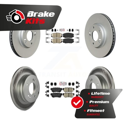 Front Rear Ceramic Pad Coated Brake Rotors Kit For 2006-2008 Hyundai Sonata 3.3L