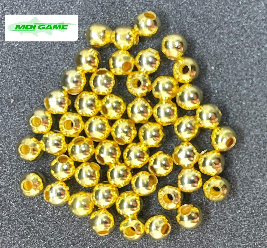 MDI Game Quality Gold Counter Sunk Beads For Fly Tying - 4mm Brass-Plated Trout Fly Head Beads