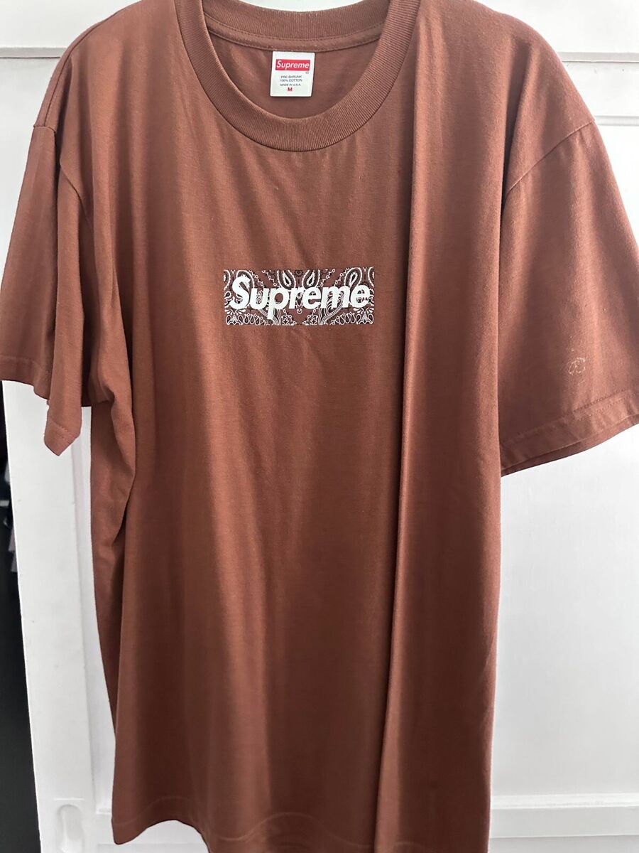 Pre-woned Supreme Bandana Box Logo Tee Brown - Size M 100 Pre-woned Supreme Bandana Box Logo Tee Brown - Size M 100