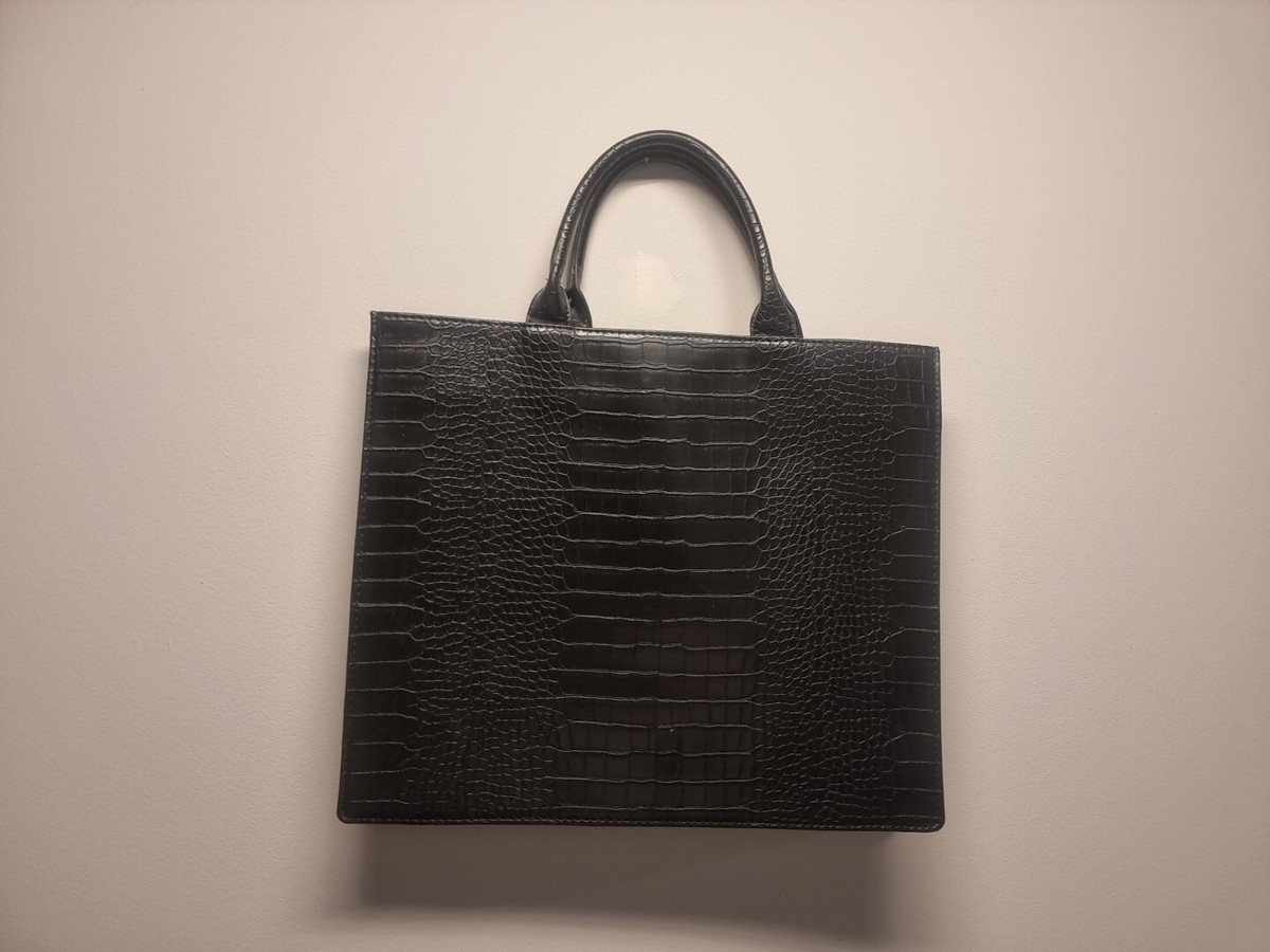 Black Handbag Croc Missguided UK