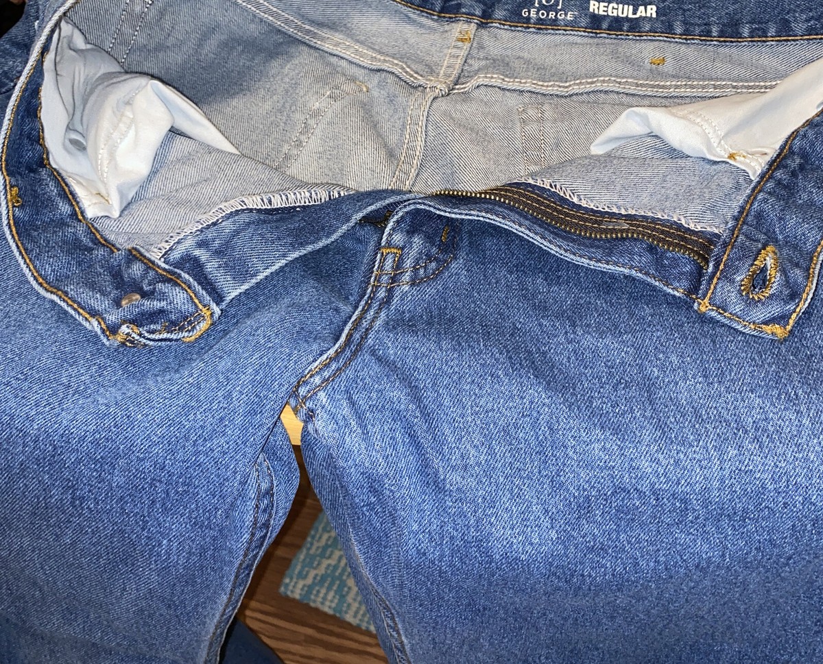Jean Droit George Taille 36 Longueur 31 - Délavé Bleu Moyen - Coton Denim - Occasion Très Bon état (usure Légère)