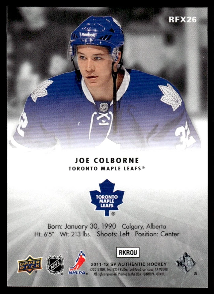 2011-12 SP Authentic Holoview FX Joe Colborne Toronto Maple Leafs #RFX26 - Image 2 of 2