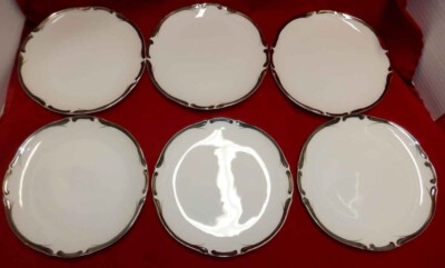 Starlight HARMONY HOUSE Lot of 6 SALAD PLATES #3656  Platinum  7-3/4'' D