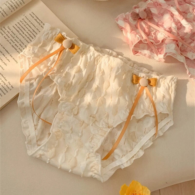 Bragas de algodón con lazo kawaii japonesas para mujer dulces calzoncillos lolita calzoncillos ropa interior Foto 4 de 4