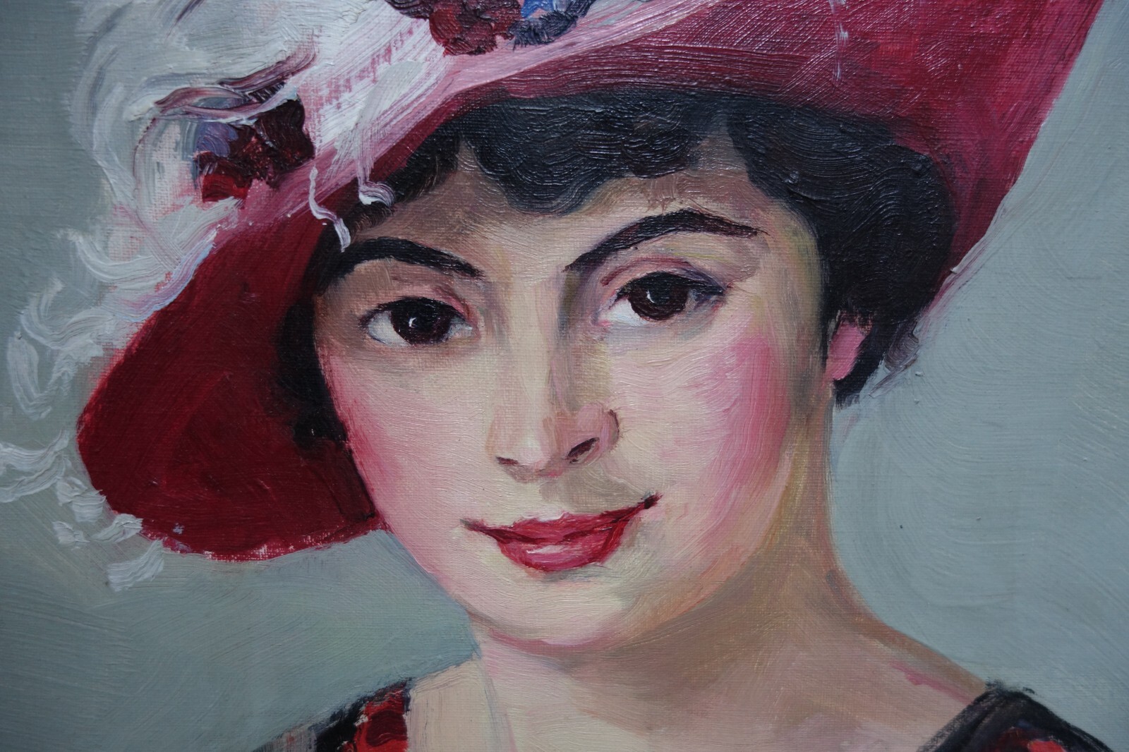 Original Kathleen Houlahan Portrait Oil Painting on Canvas The Floral