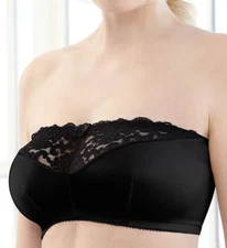 GLAMORISE Black Complete Comfort Strapless Bandeau Bra, US 38 B/C/D, NWOT