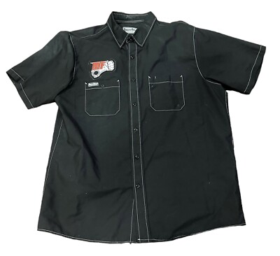 throttle threads Mechanic Short Sleeve Button Down Size Xl