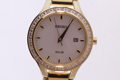 Seiko SUT138 Core Solar Gold Stainless Steel Diamond Accent MOP