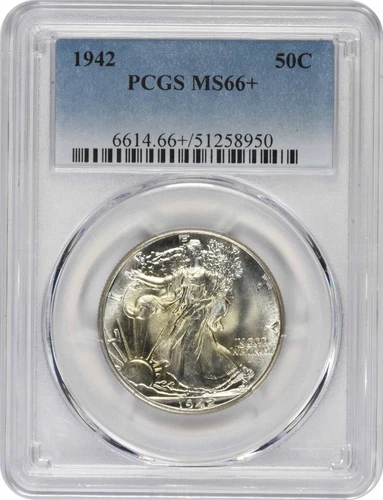 1942 Walking Liberty Silver Half Dollar MS66+ PCGS
