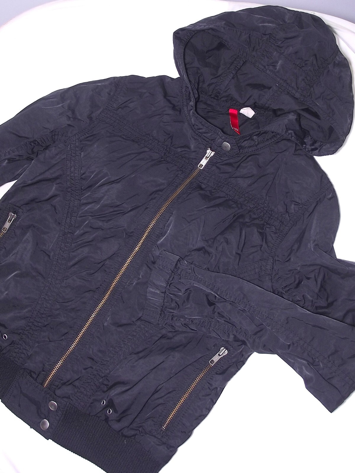 H&M Divided Giubbotto Da Donna Nero Taglia 42 Con Cappuccio Cerniera Casual Moda image 4