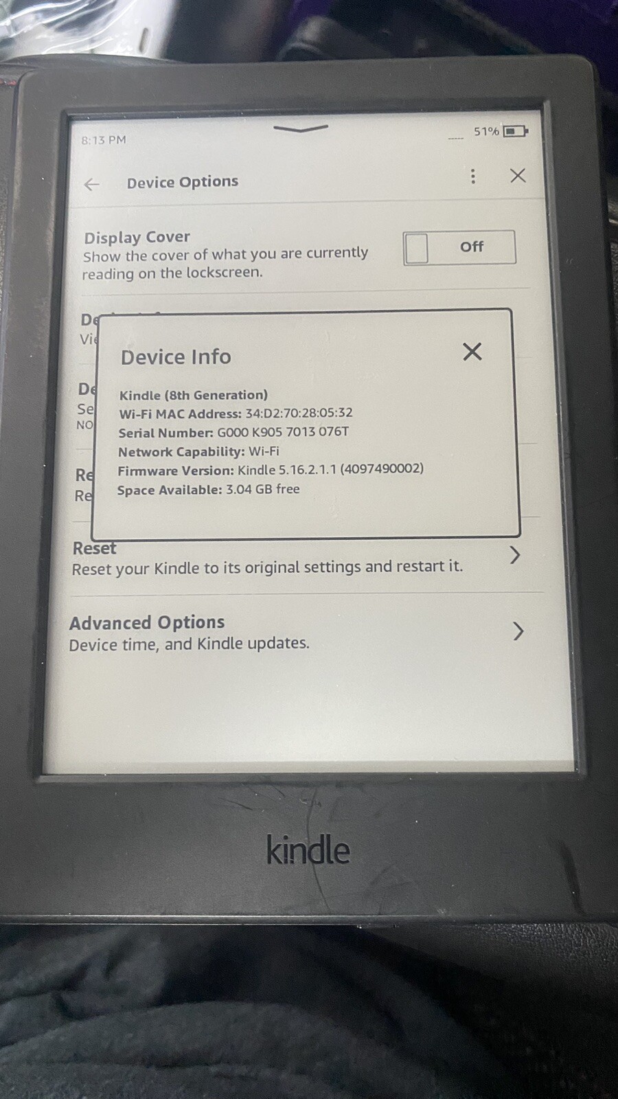 Amazon Kindle Oasis (8th Generation) 4GB, WiFi, 6in Black (Black