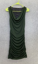 Express Women's Dark Green Black Lace Dress Side Ruched Size XS Sleeveless Cowl