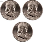 1951+1951-D+1951-S Franklin Half Dollar Lot ~ Gem BU ~ 90% Silver ~ 3 Coin Set
