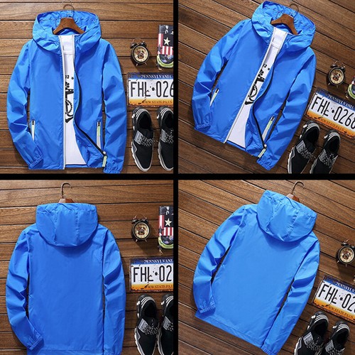 Mens Outwear Lightweight Windbreaker Waterproof Rain Jacket Hooded Breathable ♡ - Picture 6 of 20