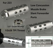 Silv Slant Forwarder Port Low Concussion Muzzle Brake Compensator 1/2x28 TPI 223