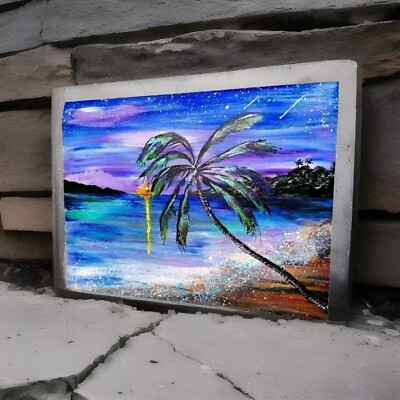 Weltraum Ozean HANDBEMALT Acryl Gemälde auf Leinwand Abstrakt