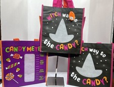 Halloween Trick or Treat Bags LOT OF 10 Thick Plastic Pumpkin Witch NWT