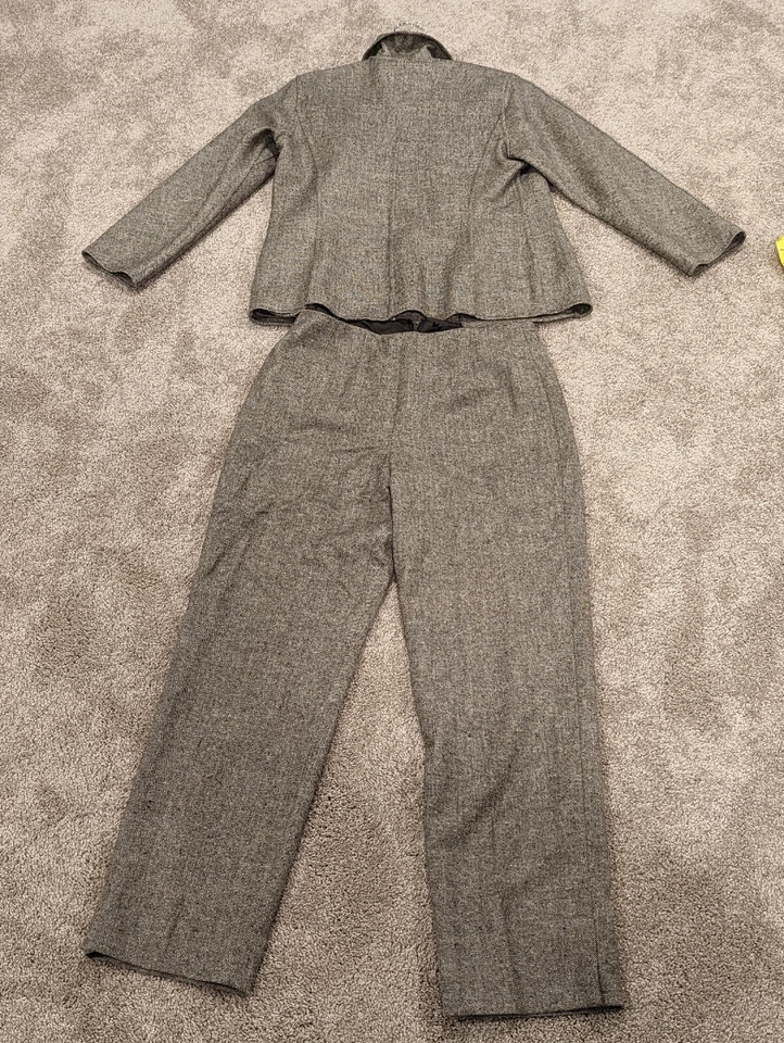 Abrigo de traje marrón Anne Klein, traje de cachemir mezcla de lana, abrigo de traje marrón formal Foto 3 de 4