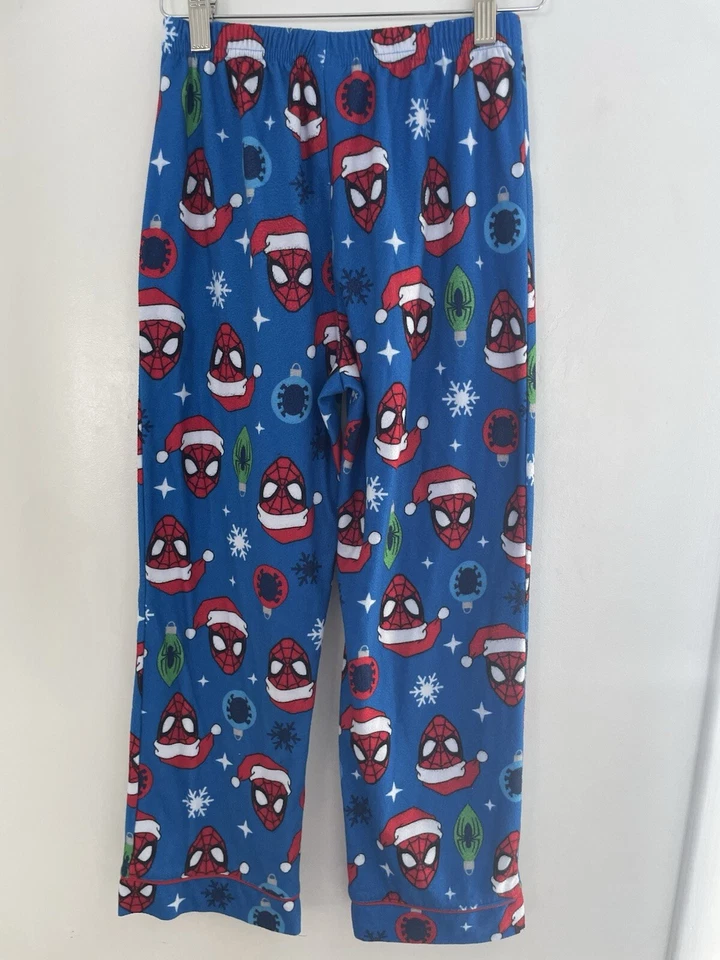 Marvel Spider-Man Kids Boys Santa Hat Spider-Man Cozy Christmas PJ Pants Blue M - Image 3 of 4